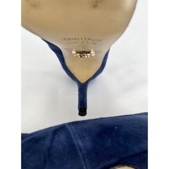 BEAUTIISOLES Claudia Pointed Toe Pump Size 8 In Navy Suede Leather - Picture 14 of 16